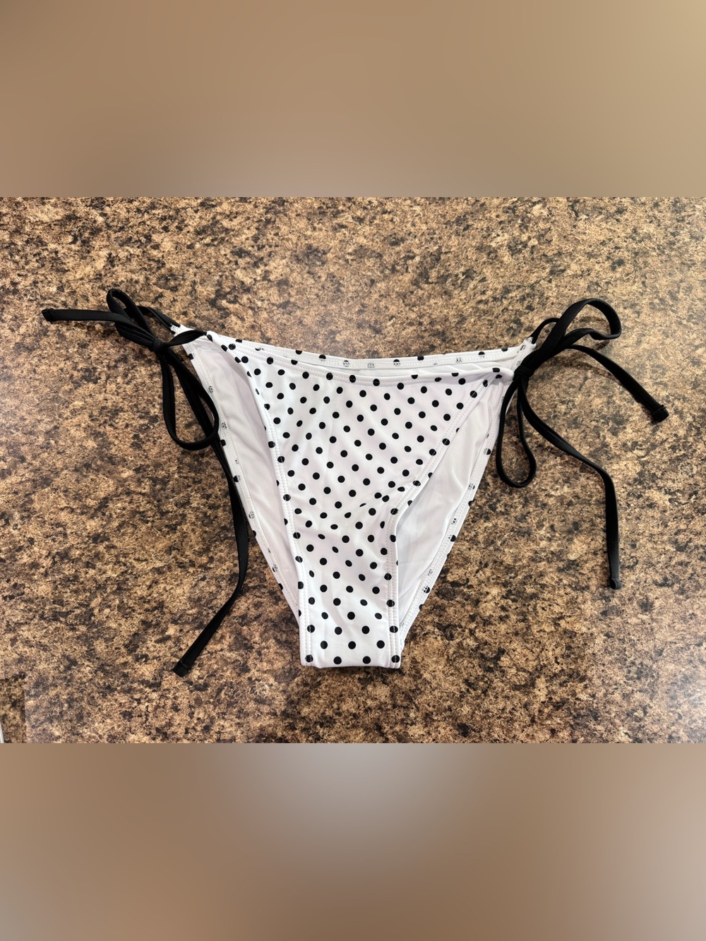 NEW Polka Dot Tie-Side Bikini Bottom - White/Black, Women’s Size Medium